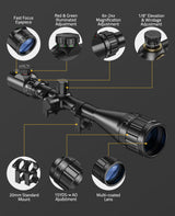 CVLIFE FoxSpook Hunting Rifle Scope 6-24x50 AOE, view 4