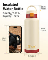 CVLIFE Insulated Stainless Steel Water Bottle with Straw, view 2