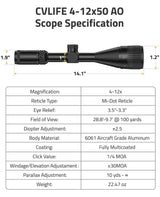 CVLIFE JackalHowl 4-12x50 AO SFP Scope, view 2