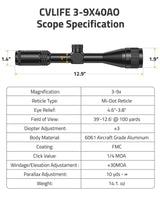 CVLIFE JackalHowl F02 3-9x40 AO Scope, view 2