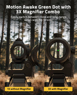 CVLIFE JackalHowl Green Dot Sight & 3X Magnifier Combo Set, view 3