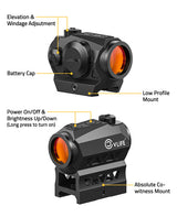 CVLIFE JackalHowl Red Dot Sight 1x20mm 2MOA, view 5