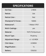 CVLIFE JackalHowl Red Dot Sight 1x20mm 2MOA, view 6