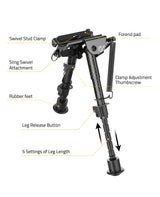 CVLIFE Picatinny Bipod Carbon Fiber Bipod, view 4