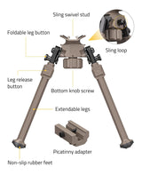 CVLIFE Picatinny Bipod for shoulder-mount Sling Stud bipod with Adapter, view 2