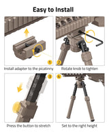 CVLIFE Picatinny Bipod for shoulder-mount Sling Stud bipod with Adapter, view 6