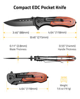 CVLIFE Pocket Knife - 3.46" Ultra Sharp Blade Wood Handle, view 3