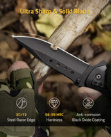 CVLIFE Pocket Knife - 3.46" Ultra Sharp Blade Wood Handle, view 4