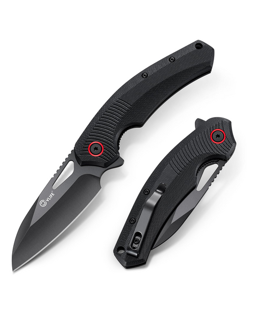 CVLIFE Pocket Knife with 3" Sharp Blade G10 Ergonomic Handle