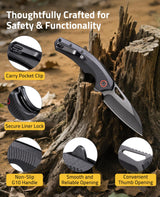 CVLIFE Pocket Knife with 3" Sharp Blade G10 Ergonomic Handle, view 3