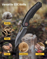 CVLIFE Pocket Knife with 3" Sharp Blade G10 Ergonomic Handle, view 5