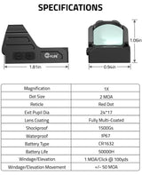 CVLIFE WolfCovert Red Dot Sight with Motion Awake and Adapter Plate for MOS, view 4