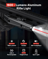 CVLIFE Rifle WeaponLight Laser Light Combo - USB Rechargeable, view 4