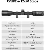 CVLIFE JackalHowl 3-9x50 Scope BDC Reticle with 20mm Rings, view 4