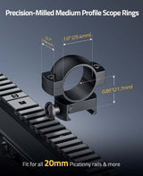 CVLIFE Scope Rings Mounts 1 Inch - 2 Pcs, view 2