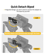 CVLIFE shoulder-mount Bipod 6-9 Inches Picatinny Bipod, view 3