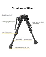 CVLIFE shoulder-mount Bipod 6-9 Inches Picatinny Bipod, view 4