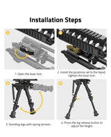 CVLIFE shoulder-mount Bipod 6-9 Inches Picatinny Bipod, view 6