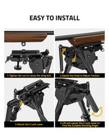CVLIFE shoulder-mount Bipod Pivot Tilt Bipod with Swivel-Stud and Detachable S Lock Lever, view 6