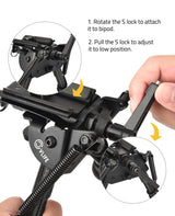 CVLIFE shoulder-mount Bipod Pivot Tilt Bipod with Swivel-Stud & Detachable S Lock Lever, view 5