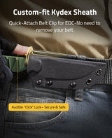 CVLIFE Small EDC Fixed Blade Knife with Kydex Sheath, 3.3" 14C28N Titanium-Plated Blade, view 5