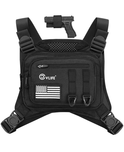 CVLIFE Chest Bag with Pistol Holster - Adjustable Vest for Men, Outdoor