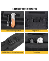 CVLIFE Vest with Zipper Bag Webbing System, view 3