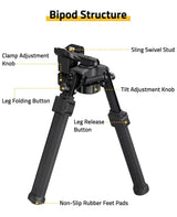 CVLIFE Tiltable Sling Stud shoulder-mount Bipod for hunting, view 2