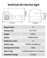 CVLIFE WolfCloak X01 Motion Awake Red Dot Sight, view 6