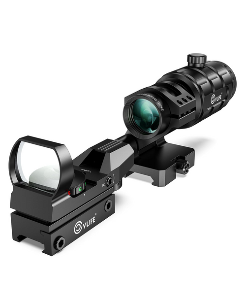 CVLIFE WolfCovert 1X22X33 Red Green Dot Sight and 3X Magnifier Combo