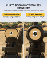 CVLIFE WolfCovert 1X22X33 Red Green Dot Sight and 3X Magnifier Combo, view 2