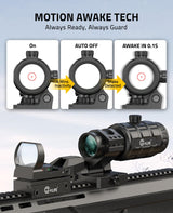 CVLIFE WolfCovert 1X22X33 Red Green Dot Sight and 3X Magnifier Combo, view 4