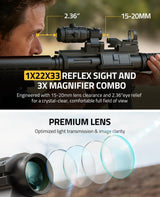 CVLIFE WolfCovert 1X22X33 Red Green Dot Sight and 3X Magnifier Combo, view 5