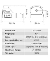 CVLIFE WolfCovert Multiple Reticle Rot Dot Sight, view 6