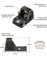 CVLIFE WolfProwl 2MOA Red/Green Dot Sight Motion Awake Optic for Pistols, view 6