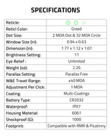CVLIFE WolfProwl Multiple Reticle Green Dot Sight, view 6