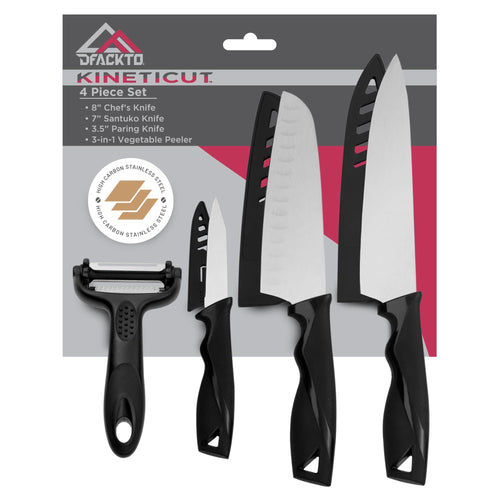 DFACKTO 4-Piece Kitchen Knife Set with Vegetable Peeler without Block