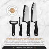 DFACKTO 4-Piece Kitchen Knife Set with Vegetable Peeler without Block, view 3