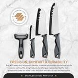 DFACKTO 7-Piece Kitchen Knife Set with Vegetable Peeler without Block, view 3