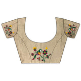 Dista Elora Beige Tissue Parrot & Floral Woven Design Paithani Saree, view 5