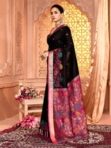 Dista Elora Black Pure Banarasi Weaving Silk Saree, view 2
