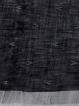 Dista Elora Black Soft Linen Butti Printed Bhagalpuri Office & Workplace Attire Saree, view 6