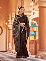 Dista Elora Black Soft Silk Kanjivaram Zari Jacquard Work Designer Saree, view 2