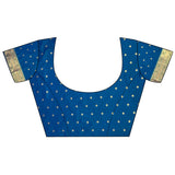 Dista Elora Blue Lichi Silk Ikkat Floral Motifs Zari Woven Paithani Saree, view 5