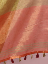 Dista Elora Brown Tissue Linen Plain Chanderi Festive and Formal Saree, view 6