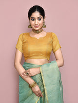 Dista Elora C Green Tissue Linen Plain Chanderi Festive and Formal Saree, view 5