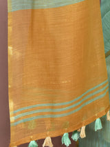 Dista Elora C Green Tissue Linen Plain Chanderi Festive and Formal Saree, view 6