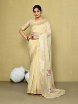 Dista Elora Chikoo Cotton Floral Embroidered Designer Casual Saree, view 2