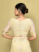 Dista Elora Chikoo Cotton Floral Embroidered Designer Casual Saree, view 4