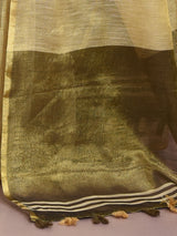 Dista Elora Chikoo Tissue Linen Plain Chanderi Festive and Formal Saree, view 6